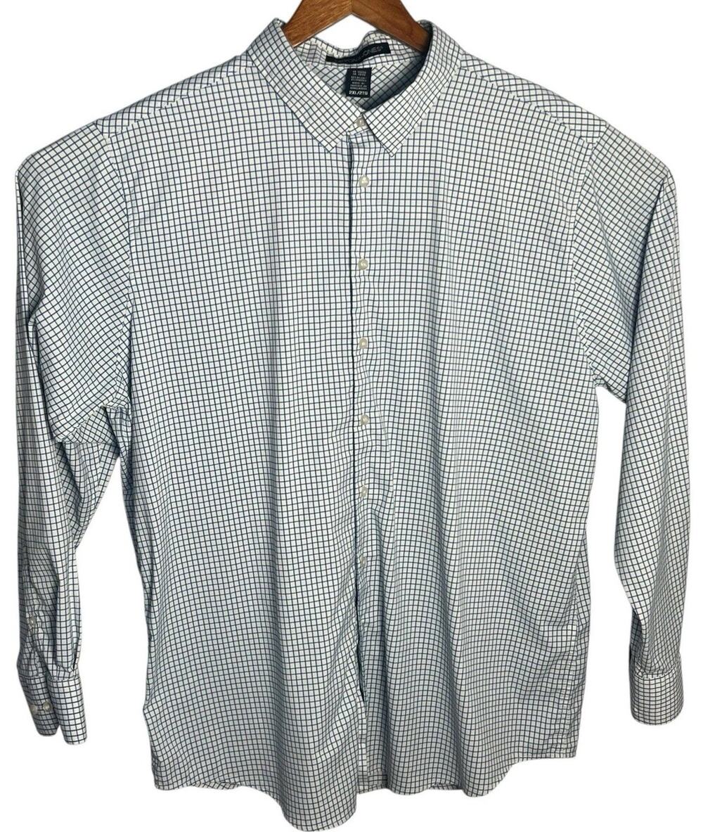 Devon & Jones Men's CrownLux Micro Windowpane French Blue Dress Shirt XXL DG540
